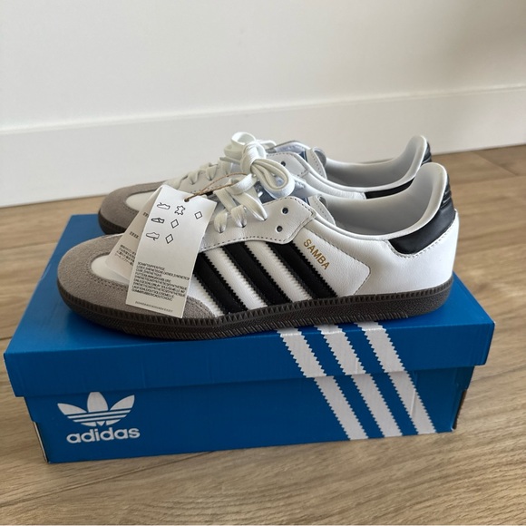 Adidas Men's Samba OG White/Black Leather Shoes Sneakers B75806 – Size 7.5 NEW - Picture 5 of 7
